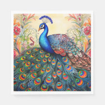 Peacock Floral Elegante Bonito Napkins