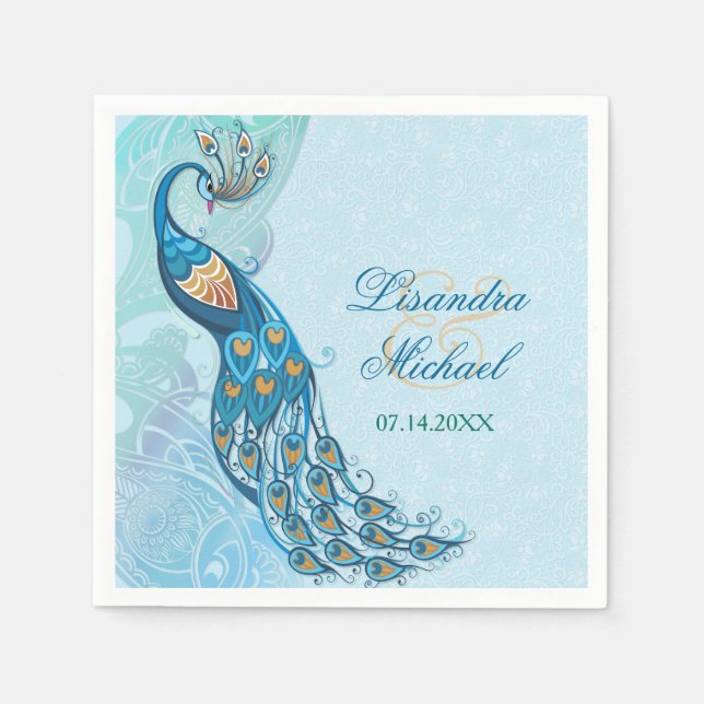 Guardanapo De Papel Peacock Lace Elegance Wedings Napkins (Frente)