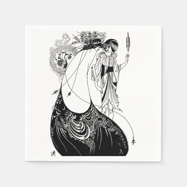 Guardanapo De Papel Peacock Skirt Beardsley Art Nouveau (Frente)