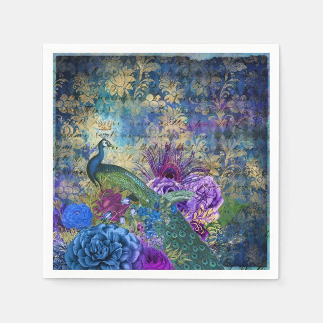 Guardanapo De Papel Peacock Wedding Supply Paper Napkins (Frente)
