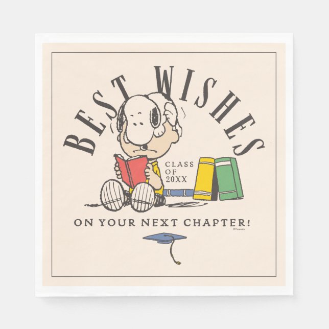 Guardanapo De Papel Peanuts Best Wishes Graduation Snoopy Reading (Frente)