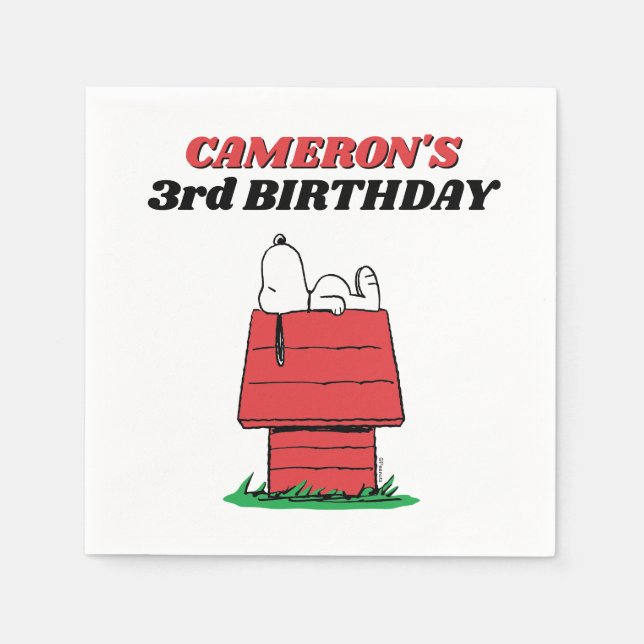 Guardanapo De Papel Peanuts Snoopy Dog House Birthday Napkins (Frente)