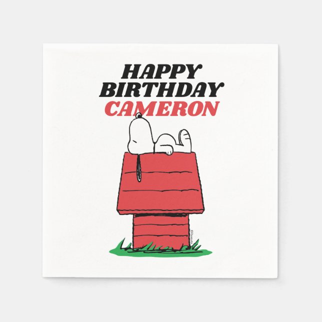Guardanapo De Papel Peanuts Snoopy Dog House Birthday Napkins (Frente)