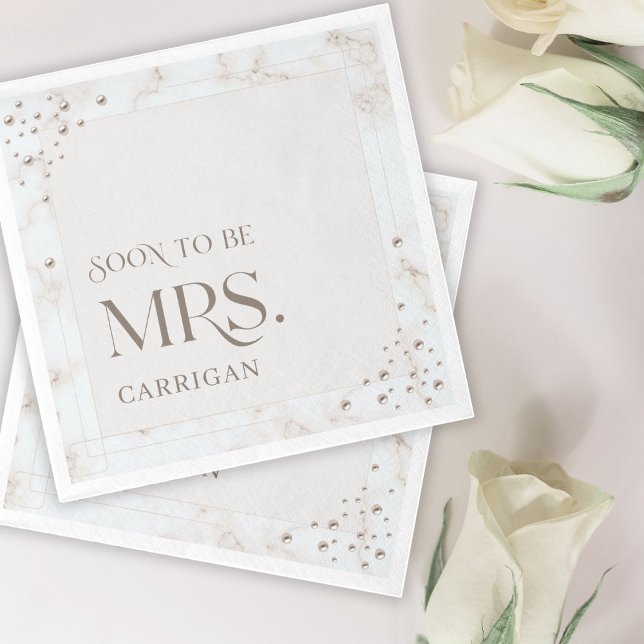 Guardanapo De Papel Pearl Bridal Shower Soon to be Mrs. Modern Minimal (Criador carregado)