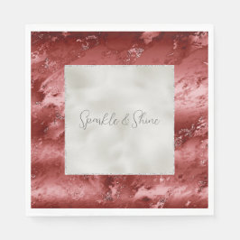 Guardanapo De Papel Pearl White Glitter Red Marble Ombre