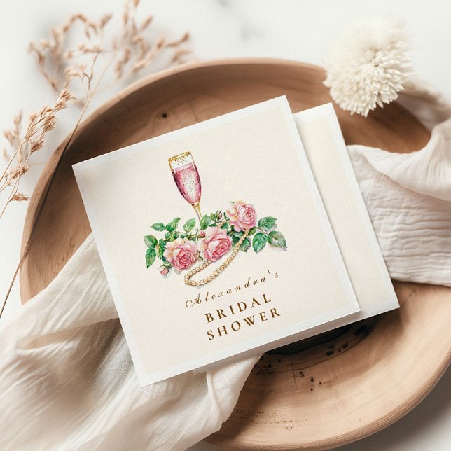 Guardanapo De Papel Pearls de Rosa Blush e Chá de panela Prosecco (Criador carregado)