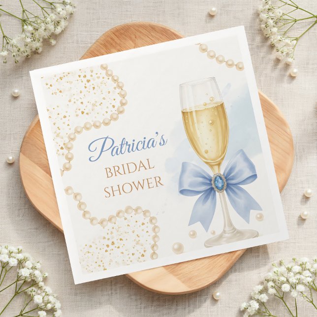 Guardanapo De Papel Pearls & Prosecco Bridal Shower Paper Napkin (Criador carregado)