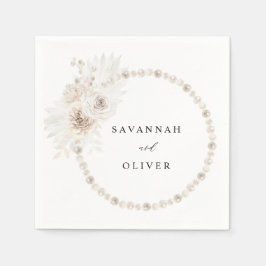 Guardanapo De Papel Pearls & White Floral Name Napkins 2