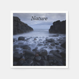 Guardanapo De Papel Pebolhas e Rochas ao longo da costa oceânica Napki