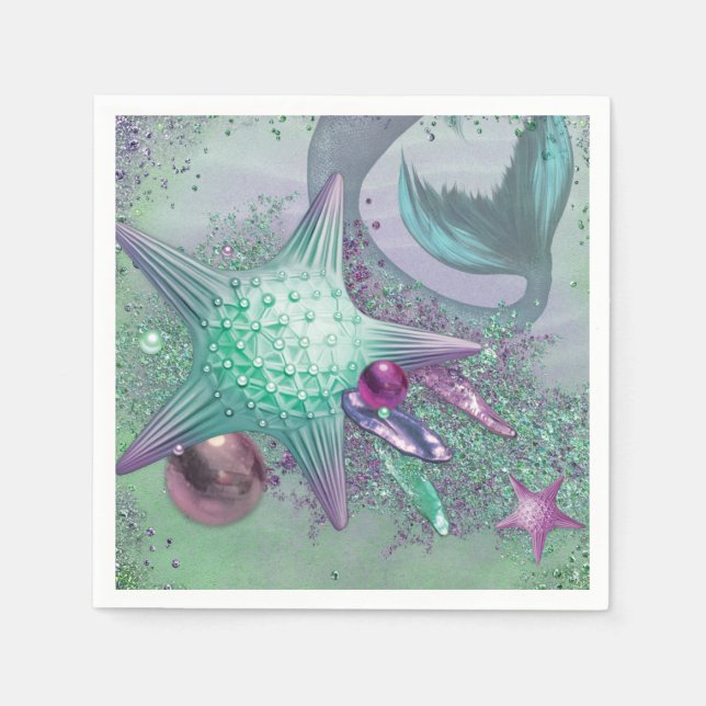 Guardanapo De Papel Peças de Mermaid Party (Frente)