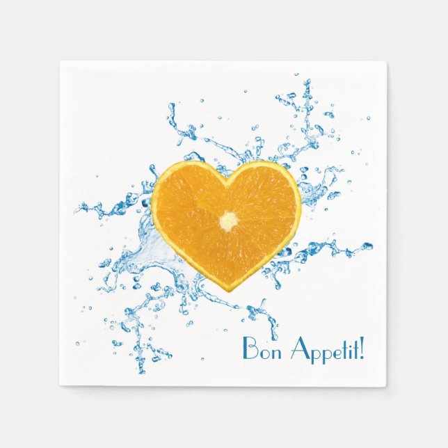 Guardanapo De Papel Pedaço de Laranja Forma Cardíaca (Frente)