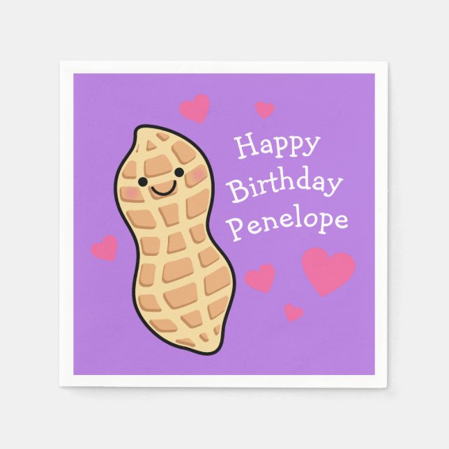 Guardanapo De Papel Pedra de Festa de aniversário de amendoim (Frente)