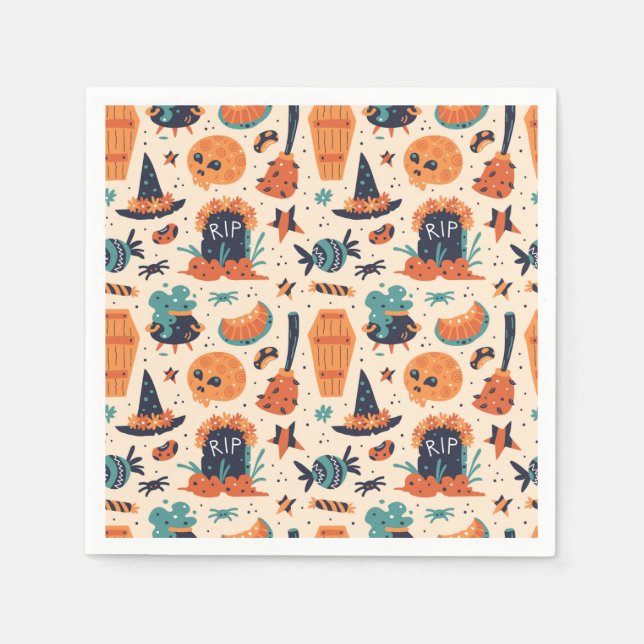 Guardanapo De Papel Pedra e Caldeirão do Dia das Bruxas (Frente)