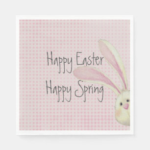 Guardanapo De Papel Peeking Easter Bunny Em Gingham