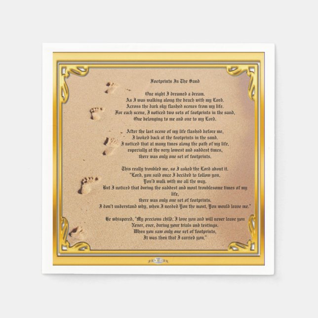 Guardanapo De Papel Pegadas De Guarda De Papel Na Areia (Frente)