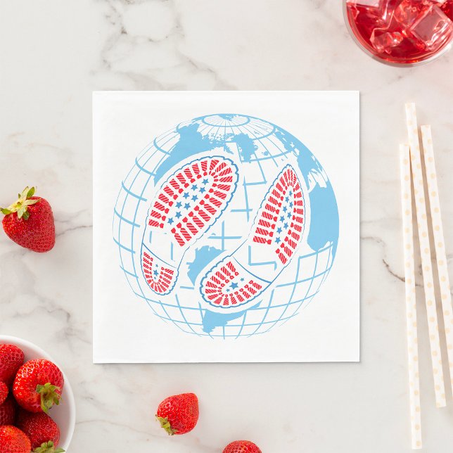 Guardanapo De Papel Pegadas Em Um Globo (Criador carregado)