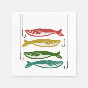 Guardanapo De Papel Peixe Colorido com Ganchos de Peixe