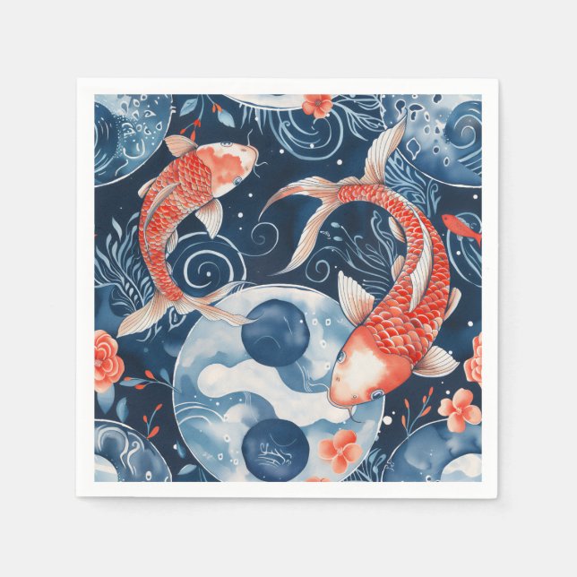 Guardanapo De Papel Peixe Japonês Em Aquarela (Frente)