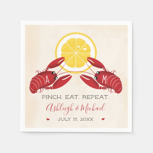 Guardanapo De Papel Peixe-lagosta Chá de casamento Napkins Monogramado (Frente)