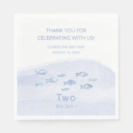 Guardanapo De Papel Peixe-mar azul-segundo aniversário bonito ilustrad