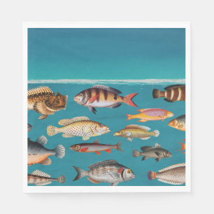 Guardanapo De Papel Peixes Coloridos Sob Água Do Oceano Azul