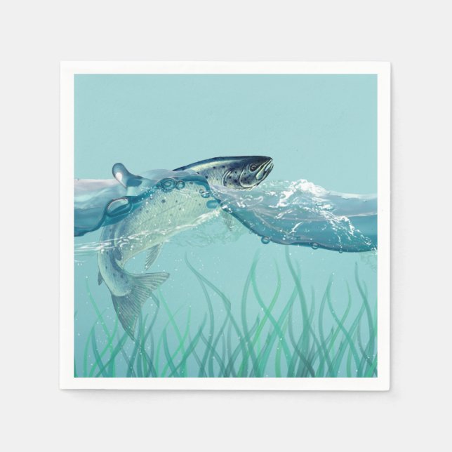Guardanapo De Papel Peixes Grandes no Aniversário da Água (Frente)
