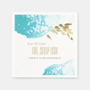 Guardanapo De Papel Peixes Submarinos Dourados De Teal A Qualquer Idad