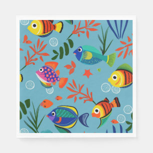 Guardanapo De Papel Peixes Tropicais Coloridos Submarinos