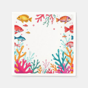 Guardanapo De Papel Peixes Tropicais Vibrantes Coral Oceano Oceano C