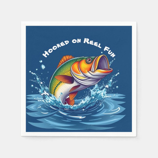 Guardanapo De Papel Peixes viciados em diversão de Reel (Frente)