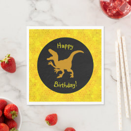 Guardanapo De Papel Pele de Dinossauro Dourado Feliz Aniversário!