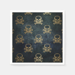 Guardanapo De Papel Peles E Ossos Piratas Dourados E Pretos