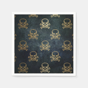 Guardanapo De Papel Peles E Ossos Piratas Dourados E Pretos