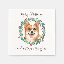 Guardanapo De Papel Pembroke Welsh Corgi Dog Elegante Feliz Natal