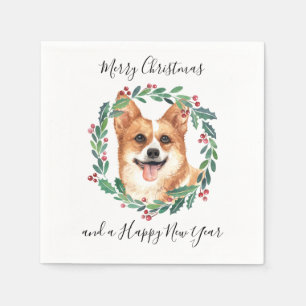 Guardanapo De Papel Pembroke Welsh Corgi Dog Elegante Feliz Natal