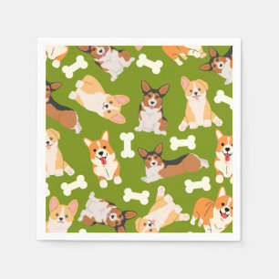 Guardanapo De Papel Pembroke Welsh Corgi - Padrão Verde