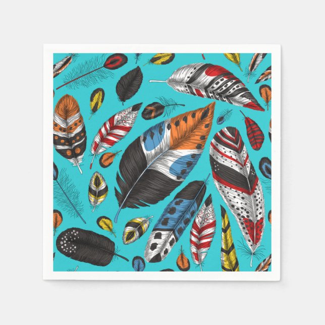 Guardanapo De Papel Penas coloridas (Frente)