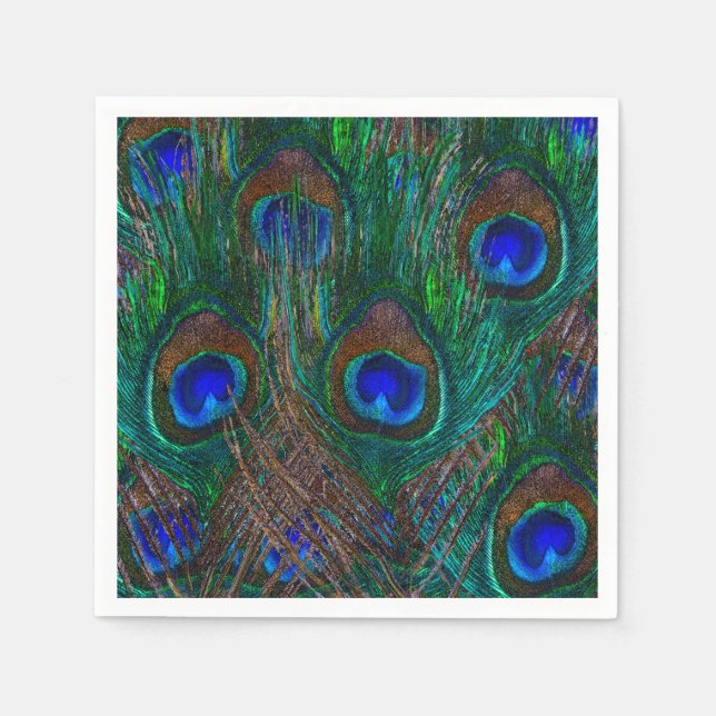 Guardanapo De Papel Penas de Peacock Coloridas Estilo (Frente)