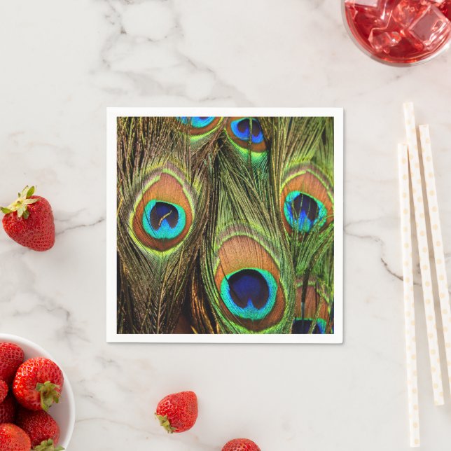 Guardanapo De Papel Penas de Peacock Papel Padrão Napkins (Insitu)
