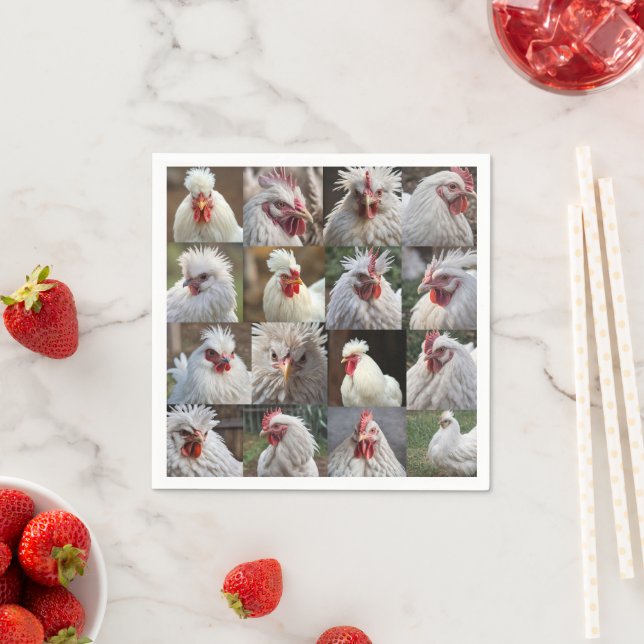 Guardanapo De Papel "Penas em foco: Retrato de frango branco" (Insitu)
