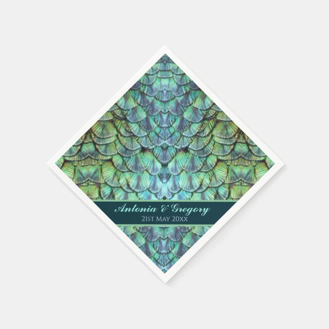 Guardanapo De Papel Penas Peacock Personalizadas Papel de Casamento Na (Canto)