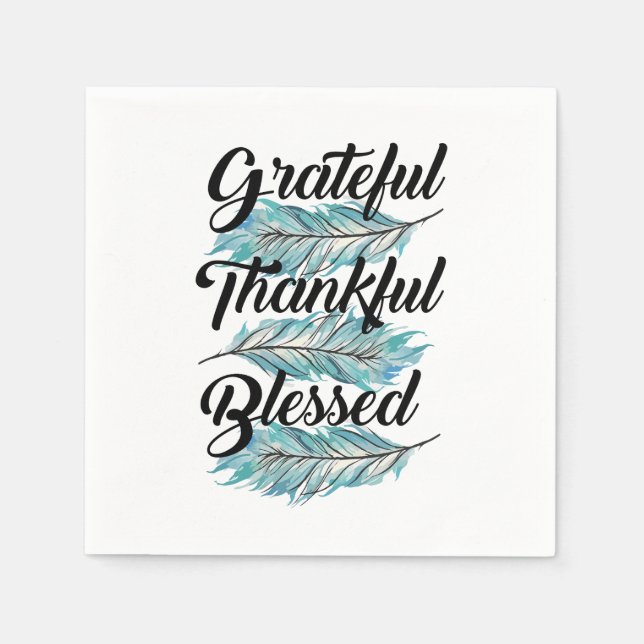 Guardanapo De Papel penas teal grato pílula abençoada graças (Frente)