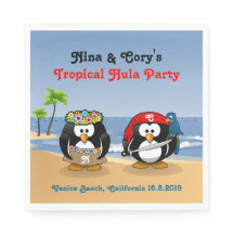 Penguins tropicais Casal Hula Pirate Island Beach