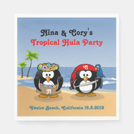 Guardanapo De Papel Penguins tropicais Casal Hula Pirate Island Beach