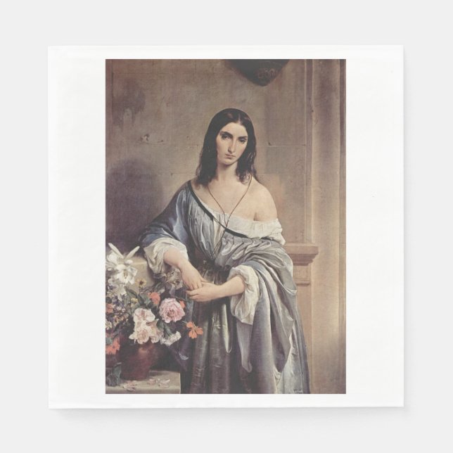 Guardanapo De Papel Pensamentos melancólicos (por Francesco Hayez) (Frente)