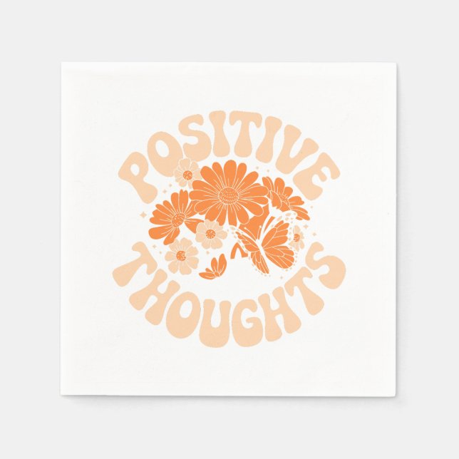 Guardanapo De Papel Pensamentos Positivos - Flores e Borboletas (Frente)