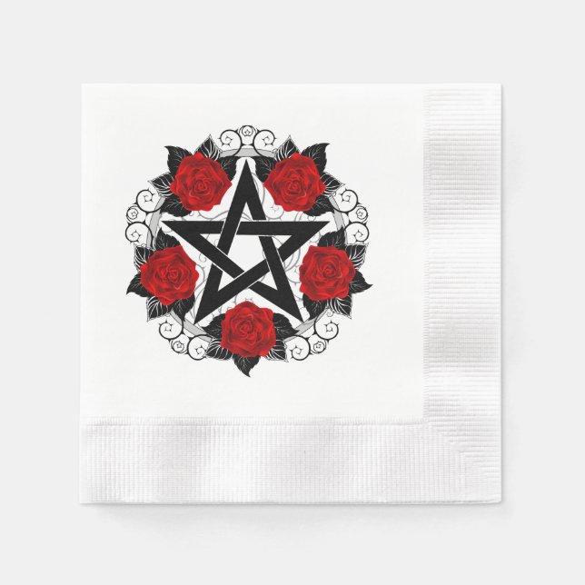 Guardanapo De Papel Pentagrama com Rosas vermelhas (Frente)