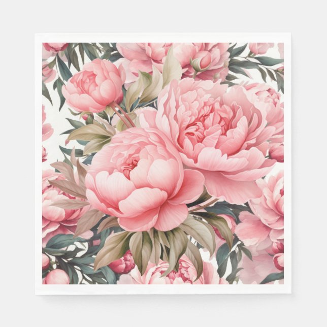 Guardanapo De Papel Peônia Rosa  (Frente)