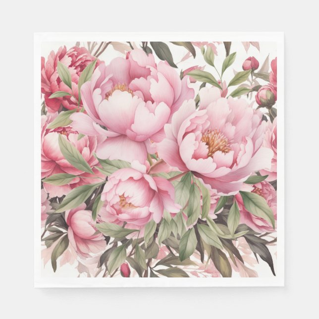 Guardanapo De Papel Peônia Rosa  (Frente)