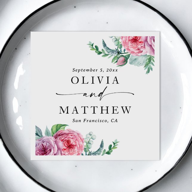 Guardanapo De Papel Peônias de aquarela. Casamento floral do Elegant B (Criador carregado)